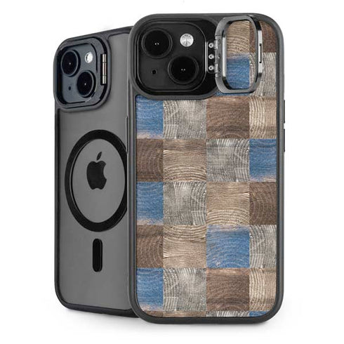 Lumber Grid iPhone 15 Kickstand Case